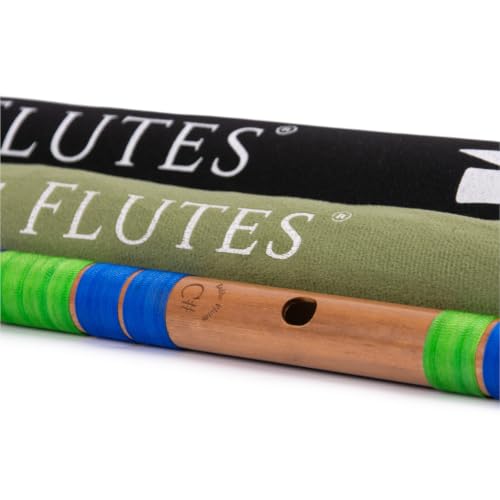 Image of Radhe Flutes Bamboo Bansuri C Sharp Right Handed Middle Octave (18 inch) With Hard Cover (Beige Flute With Blue & Green Threads)