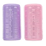 DECHOUS Rulos Cabello Jumbo Núcleo de Aluminio Rizadores Manuales para Flequillo 2 Piezas Grandes en Rosa y Morado sin Calor Voluminizadores para Peinados Naturales y Fáciles