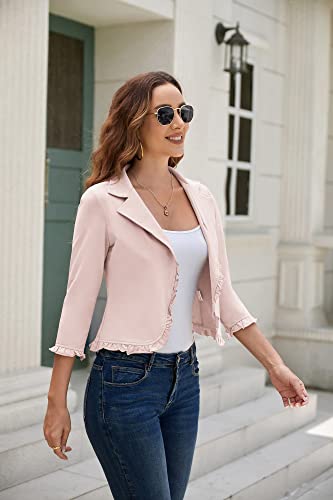 Image of GRACE KARIN Women 3 /4 Sleeve Cropped Blazer Jacket