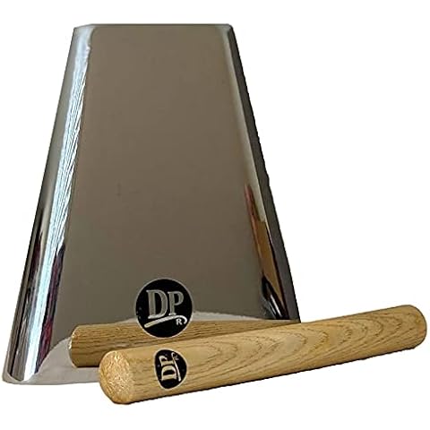 DP Music 7 Inch Cow Bell Noise Maker with Beater Chrome Finish - Cowbell for Sporting, Football Games, Events - Percussion Musical Instrument Cover