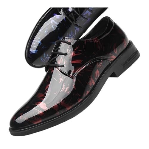 Men's Carved Pointed Leather Shoes All Seasons Men's Fashion Casual Korean Style Large Size Leather Shoes Oxfords(Blue,8)2