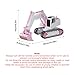 Kodbiby Pink RC Excavator, 6 Channel 2.4Ghz RC Construction Vehicle,1:24 Scale Pink Excavator Toy with 360° Rotation, Light Sound and DIY Stickers Birthday Gift for Teens Adults (3 Battery)