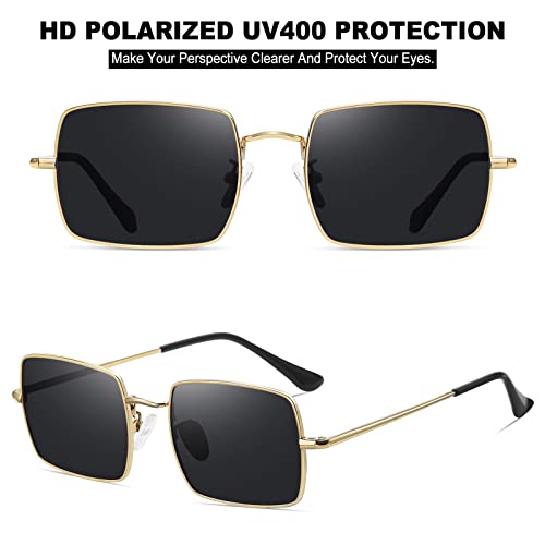 MEETSUN Rectangle Polarized Sunglasses for Women Men Retro Classic Square Sun Glasses UV400 Protection Vintage Metal Frame3