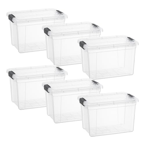 Image of Superio 8.7 Quart Clear Plastic Storage Boxes with Lids, Stackable Organizer Containers, BPA-Free Storage Bins for Home, Office, School & Dorm, 6 Pack