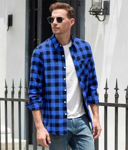 Image of Betusline Boy and Men Button Down Plaid Shirt