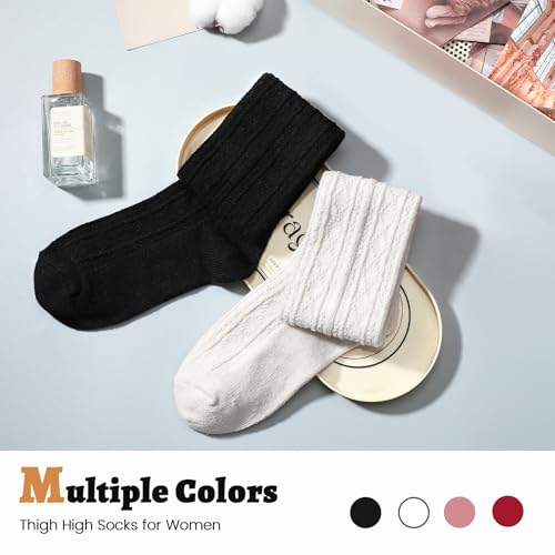 Pleneal Thigh High Socks - 1/2 Pairs Womens Thigh High Over Knee Socks Leg Warmers2
