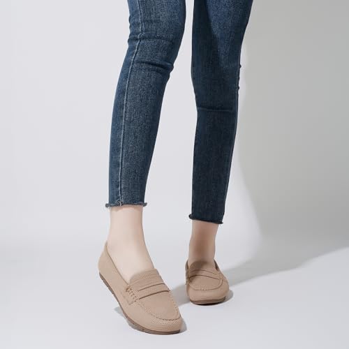 Image of Cvistpieo Loafers for Women Comfortable Dressy Casual Work Flats Lightweight & Breathable Slip On Walking Shoes Knit