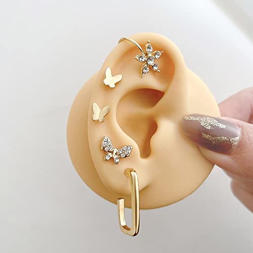 Ttndstore Fashion Bohemia Earrings Set Ear Clip Gold Color Shining Snake Butterfly Diamond Ear Studs For Women Cartilage Clip Jewelry-66446 #TOP5