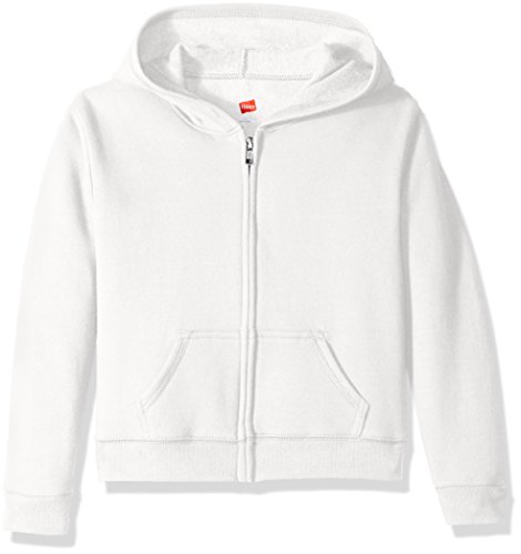 Hanes Girls Big ComfortSoft EcoSmart Full-Zip Hoodie, White, M