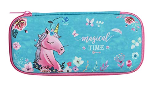 Image of Zest 4 Toyz Expandable Blue uNICORNPencil Case | Pencil Pouch for Girls & Students | Large Capacity Compass Box Pencil Case for School | Big Stationery Organizer Pen Bag with Mesh Pocket