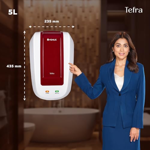 Image of Venus Tefra 5T30 5 Litre Instant Water Heater(Wine Red)| 100% Copper Element, 3000 Watts | Geyser for Bathroom and Kitchen| 5 Year Inner tank warranty | Fast Heating | Compact & Durable, Auto Shut-Off
