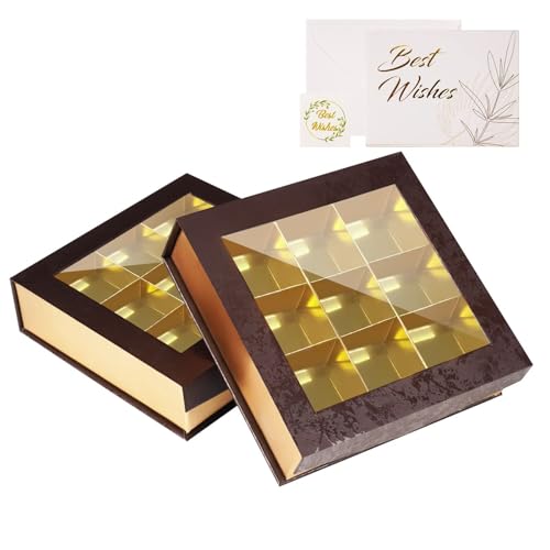 Bumlon Empty Chocolate Gift Box, Truffle Boxes with Dividers,Window and