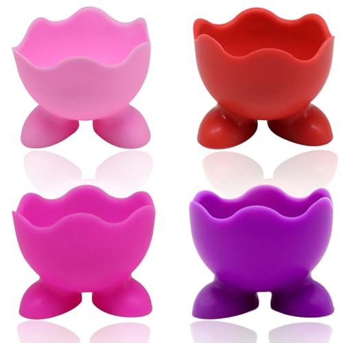 4pcs Egg Cups, Funny Egg Cups, Cute and Multifunctional Boiled Egg Holder, for Restaurants, Cafes, Kitchen and Other Places(Purple, Pink, Red, and Rose Red)