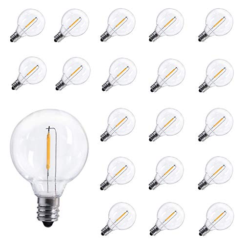Pack of 25 G40 LED String Lights Replacement Bulb E12 Screw Base LED