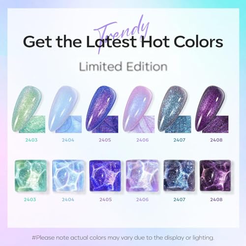 modelones Chameleon Gel Nail Polish Set- 6 Colors Aurora Shimmer Glitter Gel Polish Kit Blue Green Purple Nail Gel Polish All Seasons Soak Off LED Nail Lamp Nail Art Gel Kit DIY Salon Gift for Women - Image 3