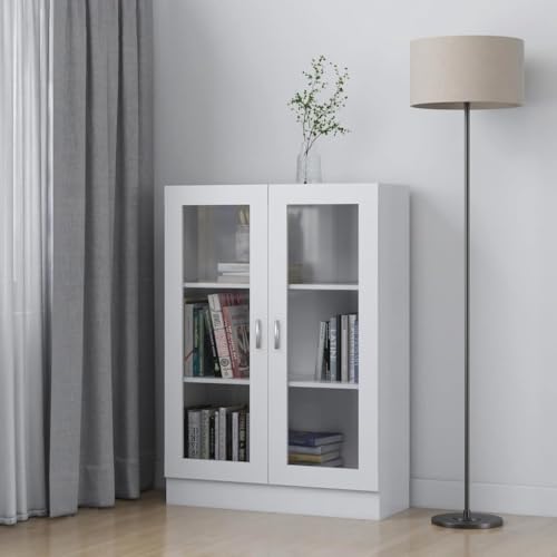 Frdhee Armario de muebles para estudio, armario de vitrina blanco, 82,5 x 30,5 x 115 cm, material de madera para salón, dormitorio, estudio, cocina