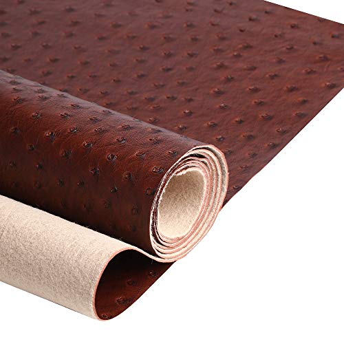 Dark Brown Faux Leather Ostrich Fabric 54" Width 1.0mm Thickness Marine Vinyl Upholstery Leather for Handcrafts, DIY, Tooling, Sewing, Hobby Workshops, Crafting Wallets(Pre-Cut 36"x54")