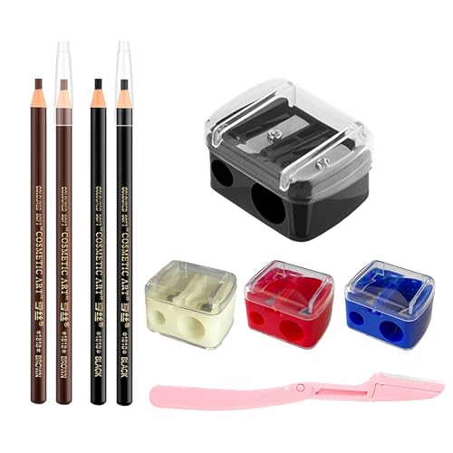 4 Stück Makeup Sharpener Anspitzer, Spitzer Kosmetikstifte, mit 2 Augenbrauentrimmern und 4 Make-up-Stiften, Anspitzer Kajalstift, Spitzer,für Augenbrauenstifte, Lippenkonturenstifte, Eyeliner