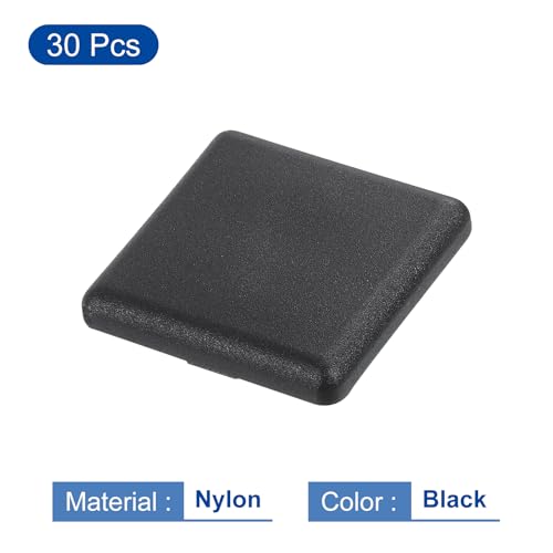 Image of uxcell 30Pcs Extruded End Cap Nylon, 30x30mm T-Slot Aluminum Profile 3030 European Standard End Cap Extrusion Plug for Trolley, Fish Tank Rack, Storage Rack, Black