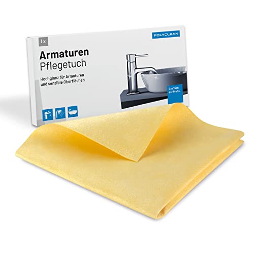 POLYCLEAN 2X Armaturen-Pflegetuch - Poliertuch für Edelstahl und Armaturen (40x30 cm) - Mikrofaser Handtuch Microfaser Handtücher Mikrofasertuch Mikrofaser Reinigungstuch Carbon Tuch Cover