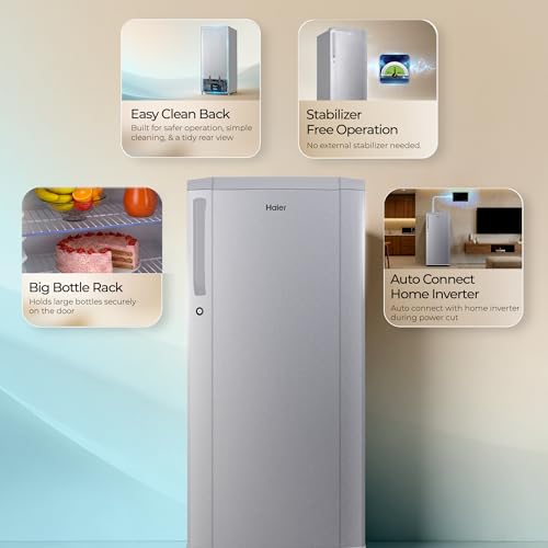 Image of Haier 165 L 1 Star Direct Cool Single Door Refrigerator with Diamond Edge Freezing Technology, Easy Clean Back, Large Vegetable Box (HED-171MSA-P, Moon Silver, 2026 Model)
