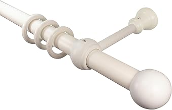 Wooden Curtain Poles, White Painted with 28 mm Diameter, Curtain Rod, Wooden Curtain Rods, Ball Finial, 200 cm