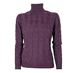 CASHMERE COMPANY Rollkragenpullover, Zopf für Damen, ID203114, 1220, Kaschmir und Wolle, Farbe Pflaume, Siehe Foto, 34