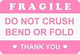 2'x3' 100PCS Pink Fragile Do Not Crush Bend or Fold Handle with Love Labels Stickers Shipping Mailing Cartons Envelops Adhesive Labels