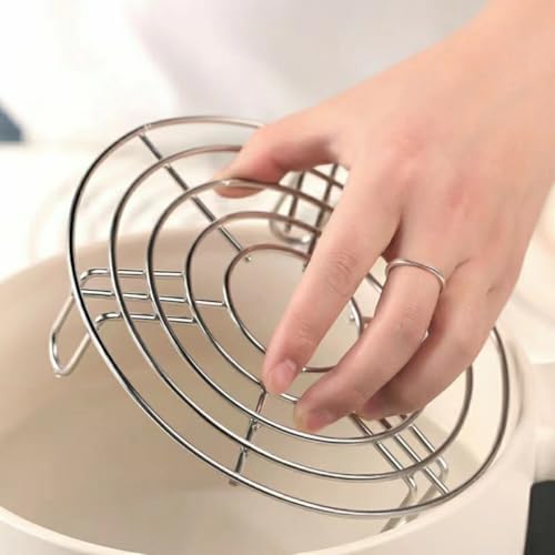 2 Stück Kochständer Runde,Edelstahl Einlegerost Kochständer,dämpfeinsatz,dampfeinsatz für Topf,topfuntersetzer Metall,Zubehör für Töpfe für Backen Kochen Braten