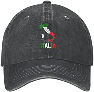 Italia Italy Italian Map Flag Cowboy Cap Black Men Women Hat Fashion Sunhat Vintage Denim Hats Dad Caps