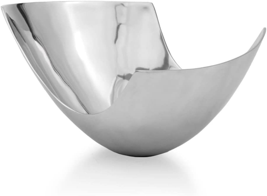 12 in. Mod Aluminum Scoop Centerpiece Bowl Silver