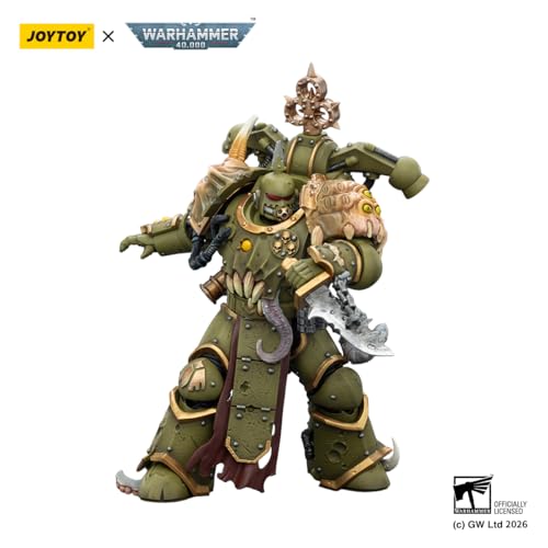 Image of JOYTOY Warhammer 40k Death Guard Plague Marine 1 /18 Action Figure | Bubotic Axe & Plague Knife, Collectible, Ages 15+, 4.8-inch