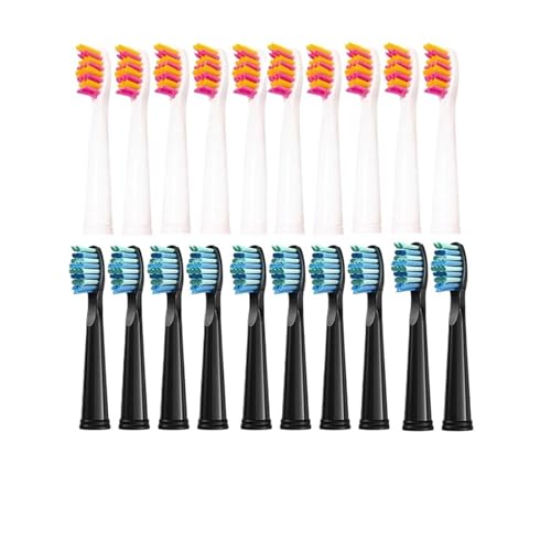 20 Pcs Replaceable Brush Heads Bristle Refill, Compatible For Electric Toothbrush FW/SG 507/508/515/551/917/959(10 Black 10 Pink