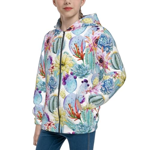 Cactus1 Kid Hoodies Boys Zip Up Sweatshirts Girls Pullover with Pocket