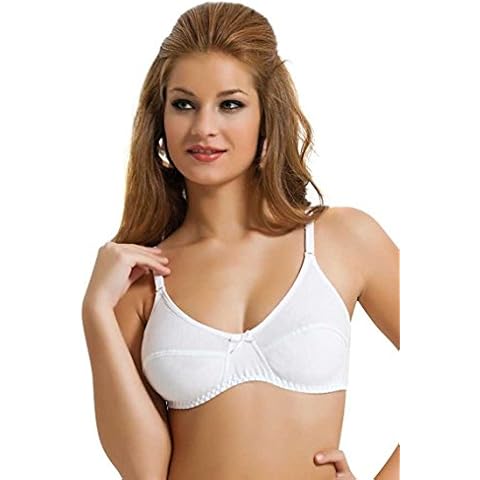 FuturaLondon Organic Cotton Full Coverage Non-Wired Bra 36B,38B,40B,42B,44B,46B (36B) White Cover