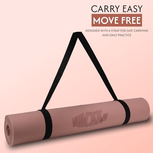Image of WHACKK Yoga Mat 4mm Coral Pink | Lightweight Anti-Skid Exercise Mat | Portable TPE Mat for Yoga, Pilates, Stretching, Gym & Home Workout