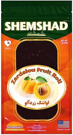 Shemshad Lavashak Apricot Authentic Persian Style Fruit Leather Sour and Salty Fruit Layer Made in USA Certified Kosher 2oz ููุงุดฺฉ ุฒุฑุฏุขูู