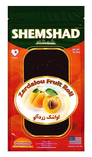 Shemshad Lavashak Apricot Authentic Persian Style Fruit Leather Sour and Salty Fruit Layer Made in USA Certified Kosher 2oz لواشک زردآلو