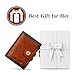Blucoay Wallet Women,RFID Blocking Leather Womens Wallet Bifold Compact Card Holder Small Wallet for Women with Removable ID Window Brown