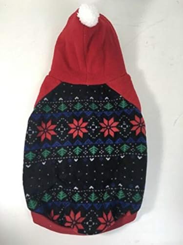 Top Paw Snowflake Fair Isle Fleece Red Dog Hoodie~Medium~
