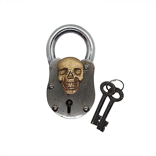 Heavy Duty Skull Padlock Cast Iron Metal Locker Treasure Chest