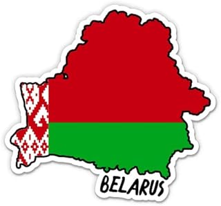 Squiddy Belarus Map with Flag - Vinyl Sticker - Large Size - 12"