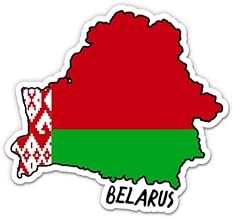 Squiddy Belarus Map with Flag - Vinyl Sticker for Car, Laptop, Notebook - 5"