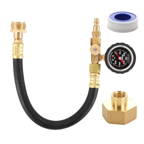 RV Winterizer Kit with Pressure Guage 16.9 RV Water Blowout Sprinkler Winterizing Blowout Kit with Shut Off Valve Water Blow Out Fitting Adapter for Winterizing RV Boat Camper (Pressure Gauge)