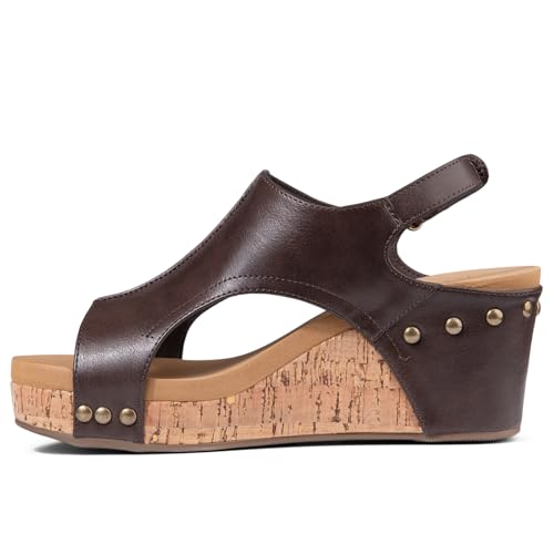 Image of PARTY Women's Wedge Sandals With Buckle Ankle Strap for Dressy Summer