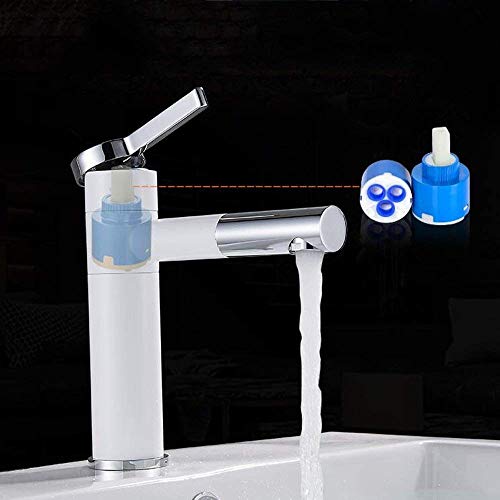 Robinet d'eau de bain et mitigeur de lavabo blanc à levier unique pour évier rotatif - 4