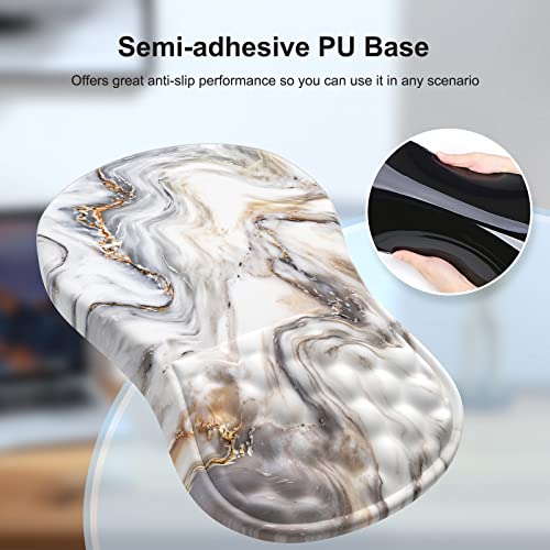 Icasso Ergonomic Mouse Pad Wrist Support, Wrist Rest, Comfortable Computer Gel Mouse Pad For Laptop, Memory Foam,Pain Relief Mousepad With Non-Slip Pu Base For Office Home (White Marble) #TOP4