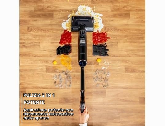 Rowenta X-Clean 7 , Lavapavimenti Senza Fili, Autonomia 50', Tecnologia Smart, Assistente Vocale, Autopulizia e Asciugatura, Luci Led, Pulizia Bordi, GZ5736