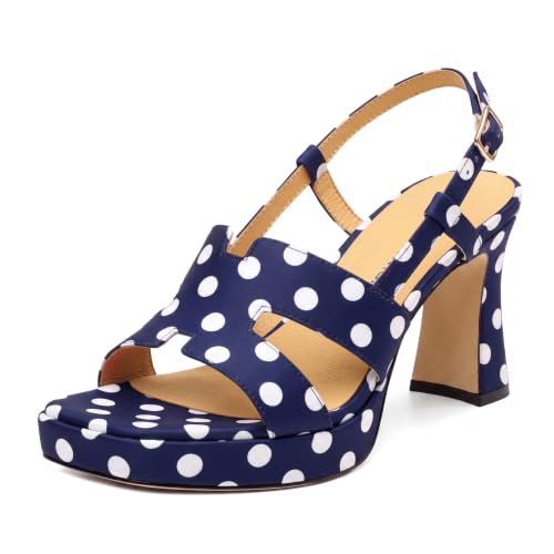 Image of ROSERWISH Heels for Women Chunky Block Platform High Heels Square Open Toe Strappy Heel Sandals Wedding Party Prom Fashion Slingback Dress Pump Sandals Shoes