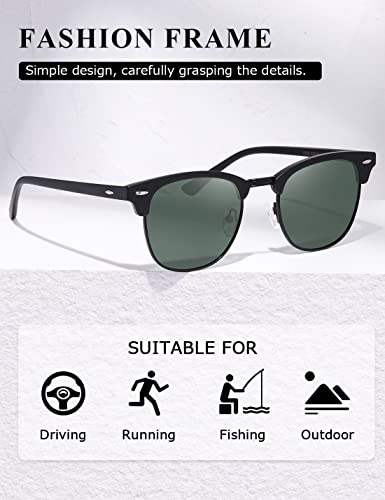 Image of AEVOGUE Polarized Semi Rimless Sunglasses for Men Women, Retro UV400 Sun Glasses for Driving Outdoor